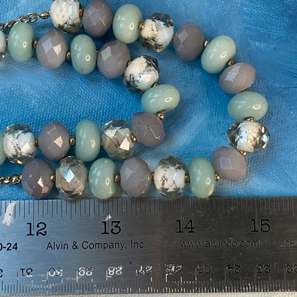Vintage LOFT Beaded Faceted Stone and Glass Double Strand Necklace - Picture 7 of 7